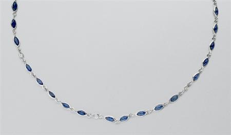 Lot image - Sapphire and Diamond Chain Necklace