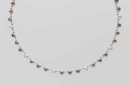 Lot image - Diamond and Brown Diamond Chain Necklace