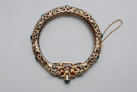 Lot image - Costume Indian Metal and Simulated Colored Stone Bangle