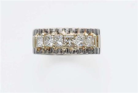 Lot image - Two-Color Gold and Diamond Band Ring
