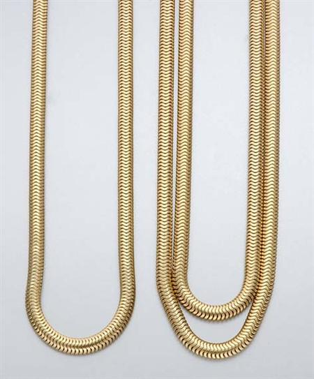 Lot image - Single and Double Strand Gold Snake Chain Necklaces