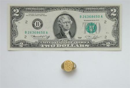 Lot image - Gold and Diamond Signet Ring and Currency
