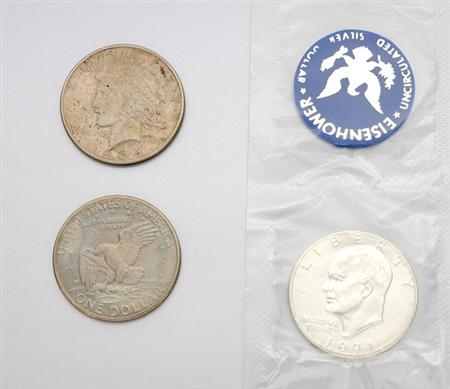 Lot image - One U.S. Silver Dollar and Three Clad Dollars