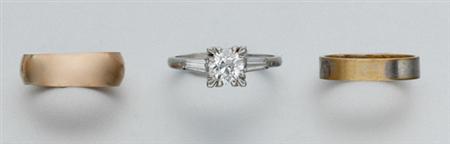 Lot image - A Diamond Ring and Two Band Rings