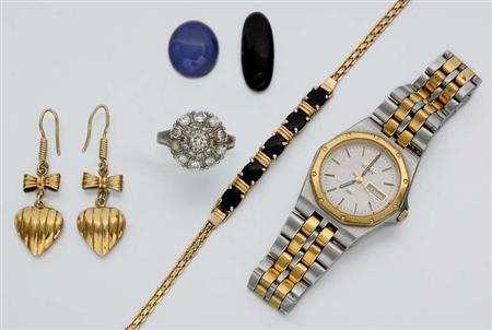 Lot image - Group of Assorted Jewelry, Fragments and Wristwatch