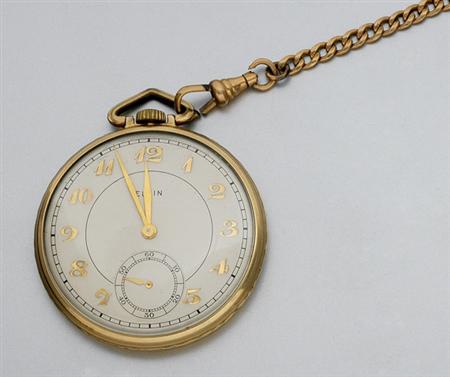 Lot image - Openface Pocket Watch and Chain