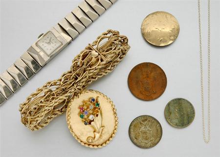 Lot image - Gold Charm Bracelet, Wristwatches and Coins