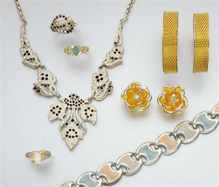 Lot image - Group of Assorted Gold and Metal Jewelry