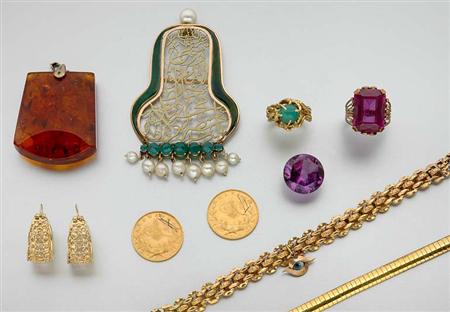 Lot image - Assorted Jewelry and Coins