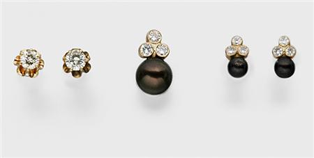 Lot image - Two Pairs of Earrings and One Pendant