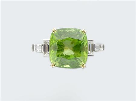 Lot image - Peridot and Diamond Ring