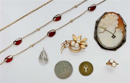 Lot image - Group of Assorted Jewelry and Coins