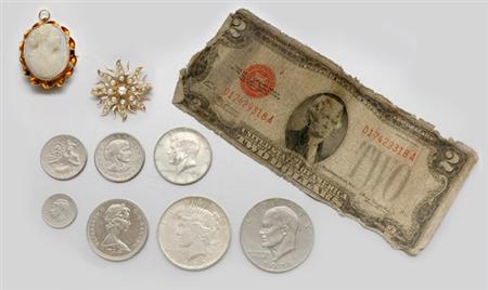 Lot image - Group of Jewelry and Assorted Currency and Coins