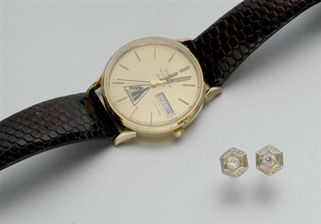 Lot image - Pair of Diamond Earrings and a Gentlemans Wristwatch