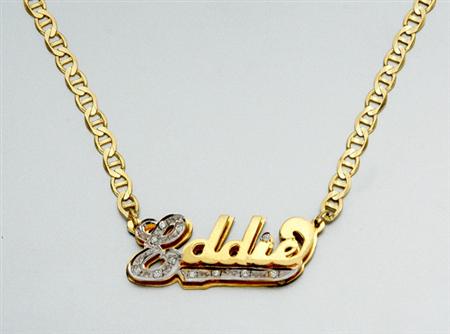 Lot image - Gold and Diamond Name Pendant Necklace