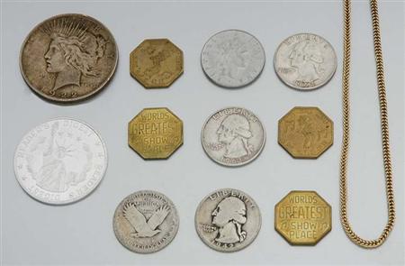 Lot image - Group of Assorted Coins, Tokens and Jewelry