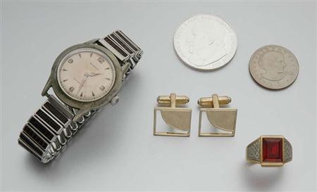 Lot image - Group of Gentlemens Jewelry and Coins