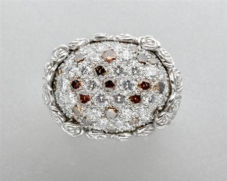 Lot image - Diamond and Brown Diamond Ring
