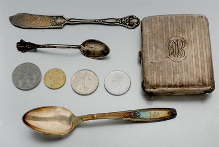 Lot image - Group of U.S. and Foreign Coins, Currency, Jewelry and Flatware