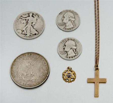 Lot image - Group of Assorted U.S. Silver Coins and Jewelry