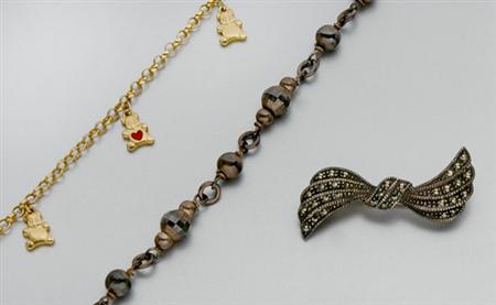 Lot image - Two Bracelets and Marcasite Bow Brooch