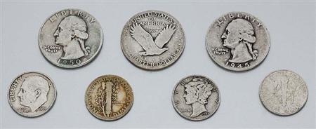 Lot image - Group of Assorted U.S. Coins and One Gentlemans Wristwatch