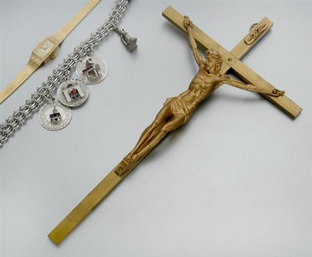 Lot image - Wristwatch and a Group of Religious Items