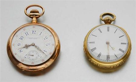 Lot image - Two Gold Open Face Pocket Watches