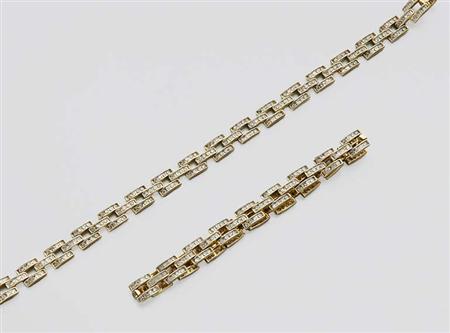 Lot image - Pair of Gold and Diamond Bracelets