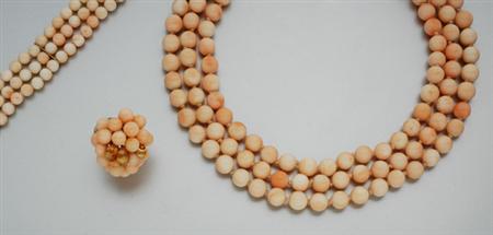 Lot image - Group of Angel Skin Coral Jewelry