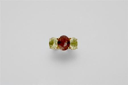 Lot image - Bi-Color Tourmaline and Lemon Quartz Ring
