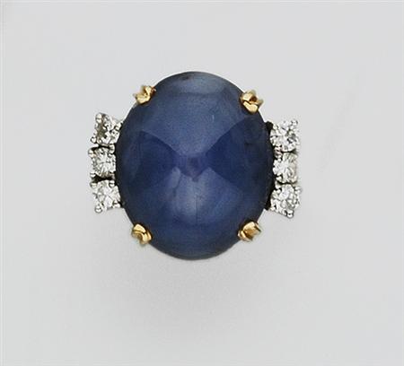 Lot image - Star Sapphire and Diamond Ring
