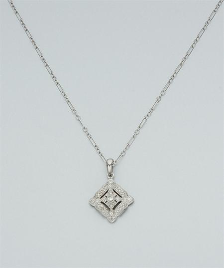 Lot image - White Gold and Diamond Pendant with Chain