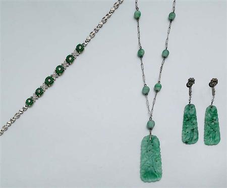 Lot image - Group of Jade Jewelry