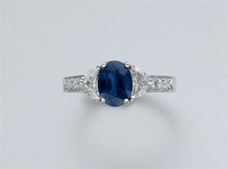 Lot image - Sapphire and Diamond Ring