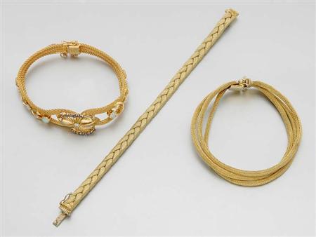 Lot image - Three Gold Bracelets