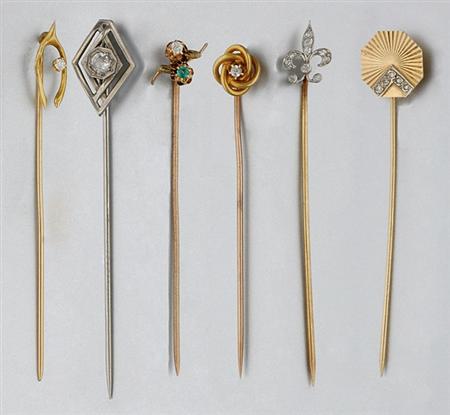 Lot image - Fourteen Assorted Diamond Stick Pins