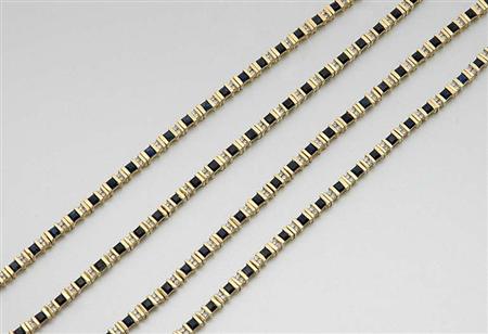 Lot image - Four Gold, Sapphire and Diamond Bracelets