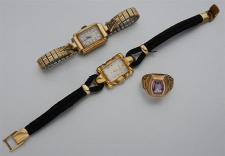 Lot image - Two Wristwatches and School Ring