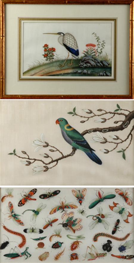 Lot image - Three Chinese Pith Paper Paintings