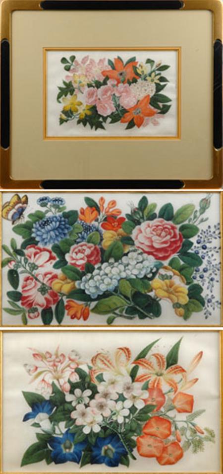 Lot image - Three Chinese Pith Paper Paintings