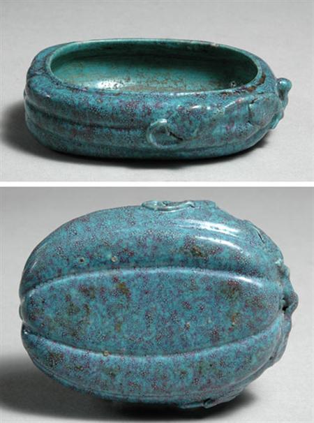 Lot image - Chinese Robins-Egg Blue Glazed Porcelain Brushwasher