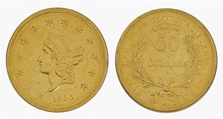 Lot image - 1855 Wass, Molitor & Co., 50 Dollars Gold