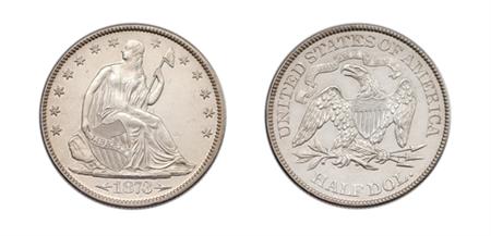 Lot image - 1873 Liberty Seated Half-Dollar, With Arrows