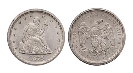 Lot image - 1875 S Twenty Cent Seated Liberty