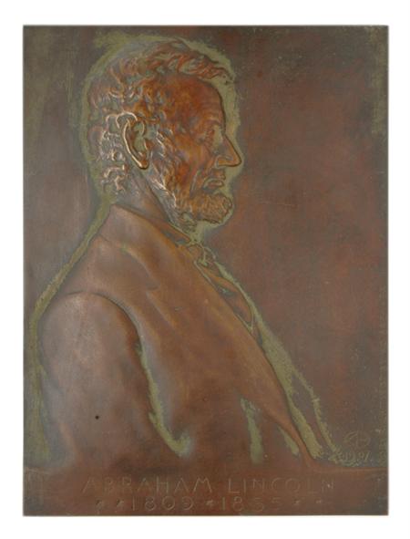 Lot image - Victor David Brenner High Relief Bronze Plaque, Dated 1907
