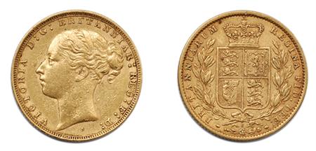 Lot image - Great Britain, Gold Sovereigns, 1863 to 1885