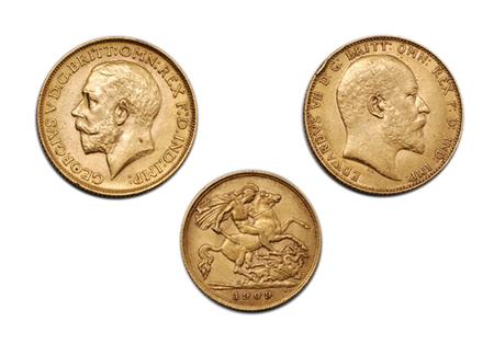Lot image - Great Britain, Gold Sovereigns, 1902 to1912