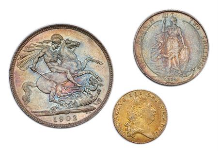Lot image - Great Britain, Gold and Silver Coins, 1801 to 1911