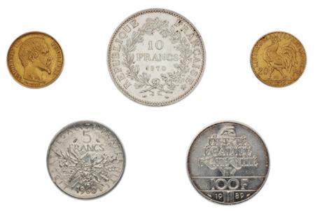 Lot image - France: Group of Gold and Silver Coins